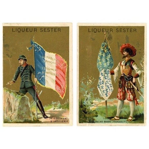 1880's Liquor Sester Military Regiment Flags Victorian Trade Card! - Picture 5 of 9